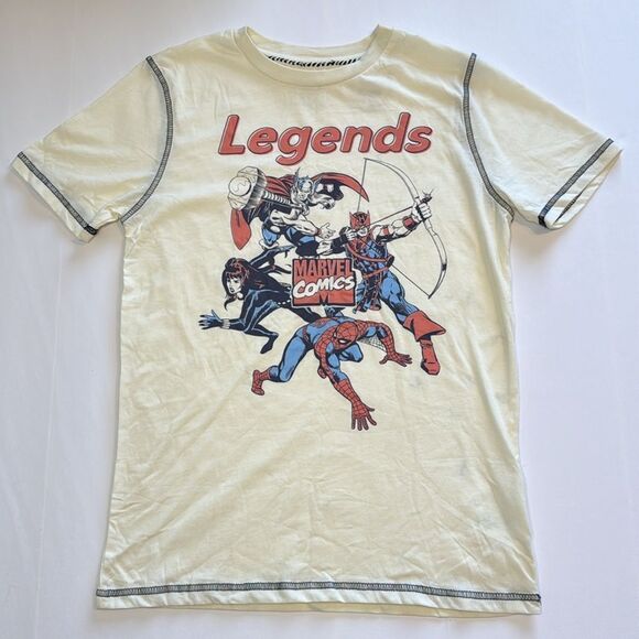 Marvel Legends Boys Off White Short Sleeve Graphic Tee Size Large - Picture 1 of 7